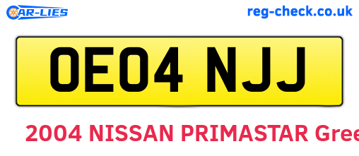OE04NJJ are the vehicle registration plates.