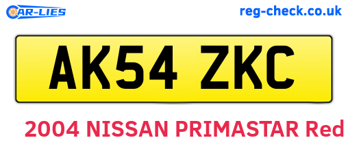 AK54ZKC are the vehicle registration plates.