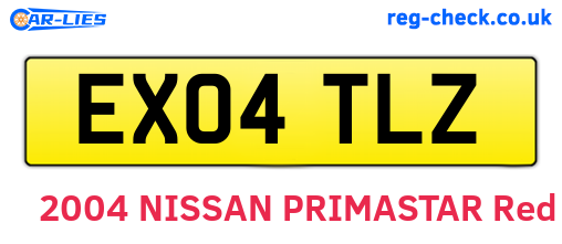 EX04TLZ are the vehicle registration plates.