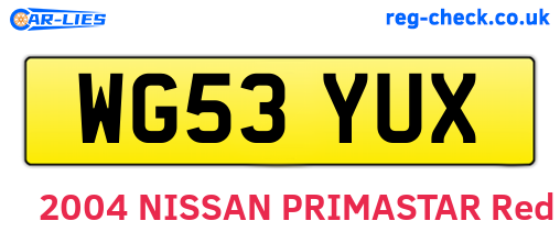 WG53YUX are the vehicle registration plates.