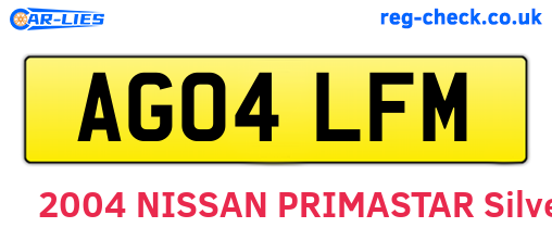 AG04LFM are the vehicle registration plates.