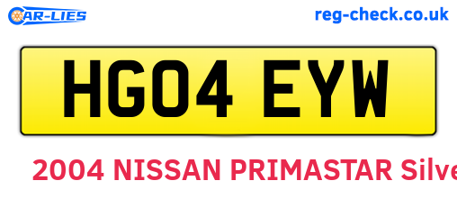 HG04EYW are the vehicle registration plates.