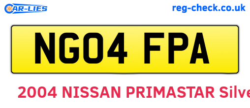 NG04FPA are the vehicle registration plates.