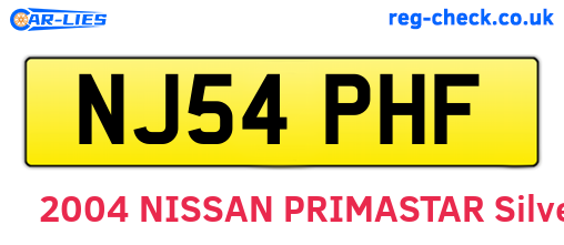 NJ54PHF are the vehicle registration plates.