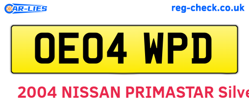 OE04WPD are the vehicle registration plates.