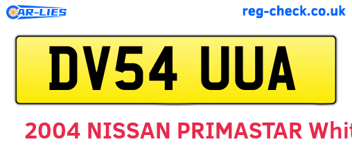 DV54UUA are the vehicle registration plates.