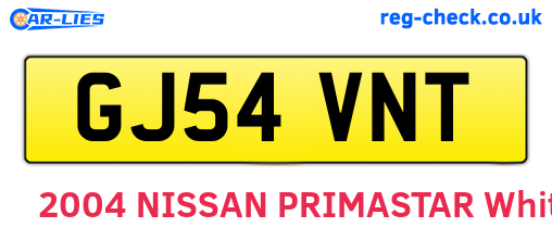 GJ54VNT are the vehicle registration plates.