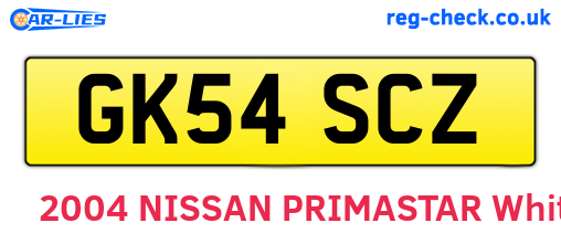 GK54SCZ are the vehicle registration plates.