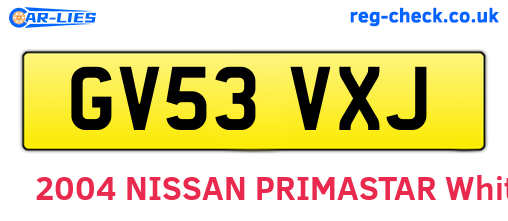 GV53VXJ are the vehicle registration plates.