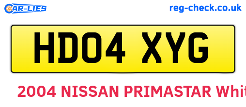 HD04XYG are the vehicle registration plates.