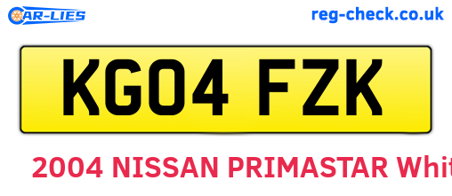 KG04FZK are the vehicle registration plates.
