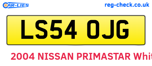 LS54OJG are the vehicle registration plates.