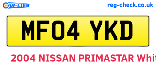 MF04YKD are the vehicle registration plates.