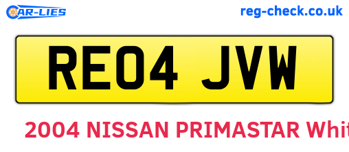 RE04JVW are the vehicle registration plates.