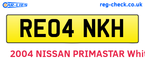 RE04NKH are the vehicle registration plates.