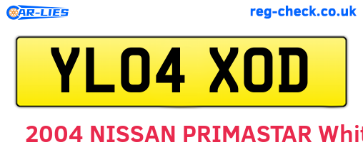 YL04XOD are the vehicle registration plates.