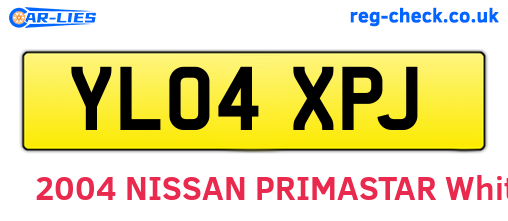 YL04XPJ are the vehicle registration plates.