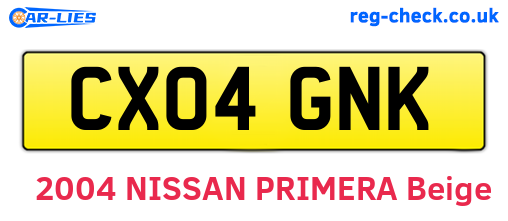 CX04GNK are the vehicle registration plates.