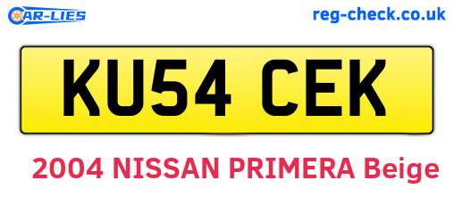 KU54CEK are the vehicle registration plates.