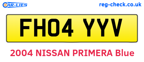 FH04YYV are the vehicle registration plates.