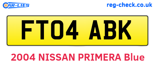 FT04ABK are the vehicle registration plates.