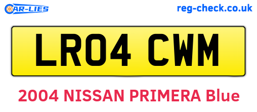LR04CWM are the vehicle registration plates.