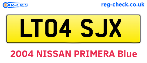 LT04SJX are the vehicle registration plates.