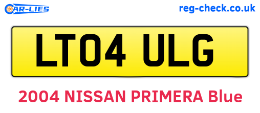 LT04ULG are the vehicle registration plates.