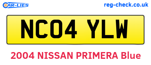 NC04YLW are the vehicle registration plates.
