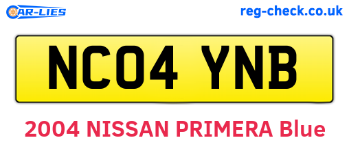 NC04YNB are the vehicle registration plates.