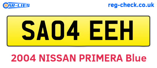 SA04EEH are the vehicle registration plates.