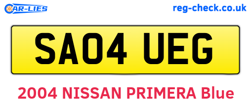 SA04UEG are the vehicle registration plates.