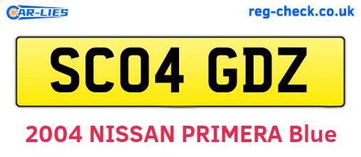 SC04GDZ are the vehicle registration plates.