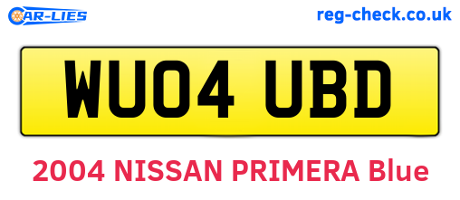 WU04UBD are the vehicle registration plates.