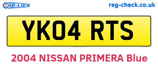 YK04RTS are the vehicle registration plates.