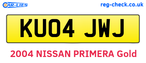 KU04JWJ are the vehicle registration plates.