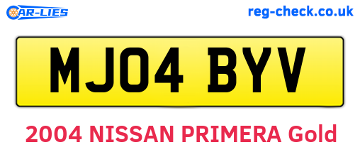 MJ04BYV are the vehicle registration plates.