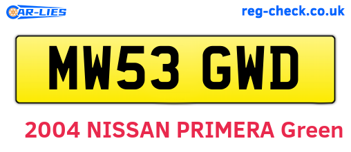 MW53GWD are the vehicle registration plates.