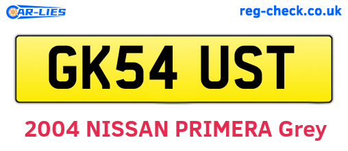 GK54UST are the vehicle registration plates.