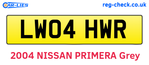 LW04HWR are the vehicle registration plates.