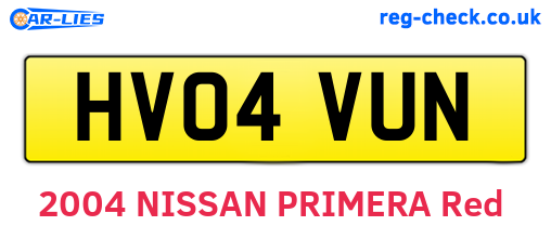 HV04VUN are the vehicle registration plates.