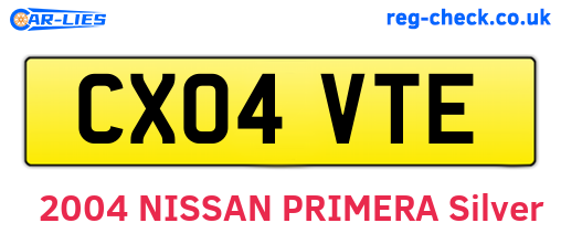 CX04VTE are the vehicle registration plates.