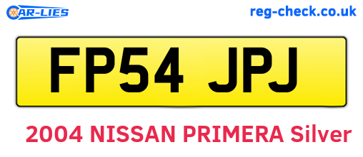 FP54JPJ are the vehicle registration plates.