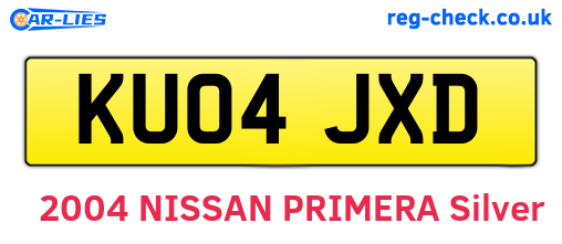 KU04JXD are the vehicle registration plates.