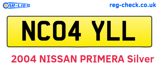 NC04YLL are the vehicle registration plates.