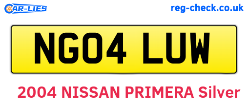 NG04LUW are the vehicle registration plates.