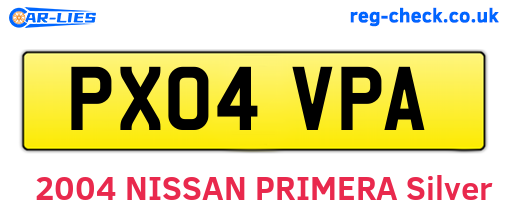 PX04VPA are the vehicle registration plates.