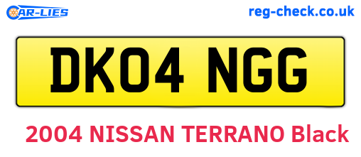 DK04NGG are the vehicle registration plates.