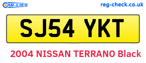 SJ54YKT are the vehicle registration plates.