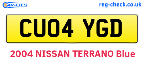 CU04YGD are the vehicle registration plates.